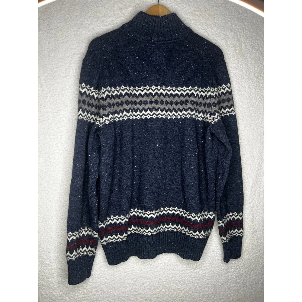 Tommy Hilfiger Men's Sweater 1/4‎ Zip Pullover Cotton Wool Blend Blue Sz XL